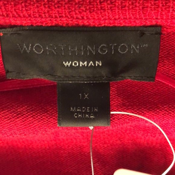 Worthington Red Sweater. NWT. 1X - Picture 3 of 7